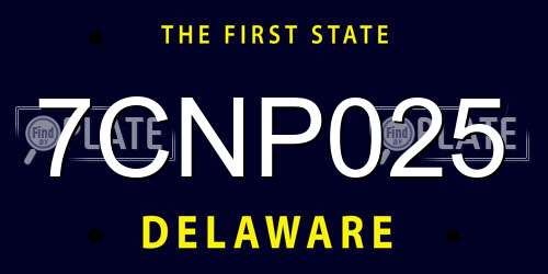 7CNP025 Delaware License Plate