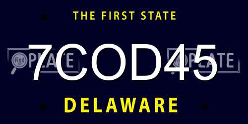 7COD45 Delaware License Plate