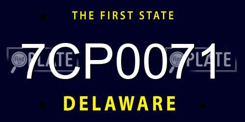 7CP0071 Delaware License Plate
