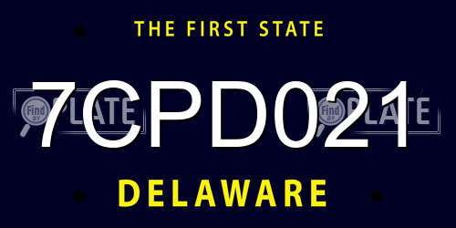 7CPD021 Delaware License Plate
