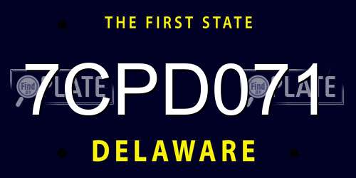 7CPD071 Delaware License Plate
