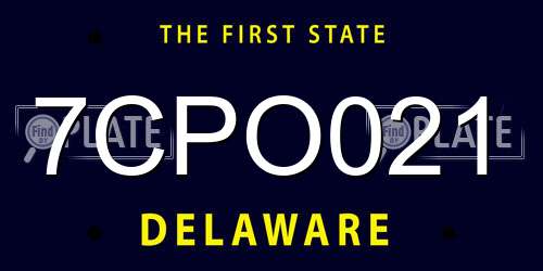 7CPO021 Delaware License Plate