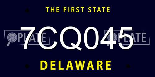 7CQ045 Delaware License Plate