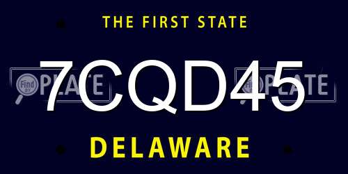 7CQD45 Delaware License Plate