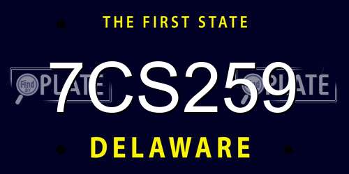 7CS259 Delaware License Plate