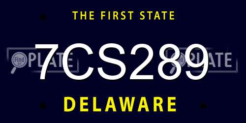 7CS289 Delaware License Plate