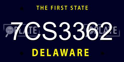 7CS3362 Delaware License Plate