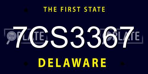 7CS3367 Delaware License Plate