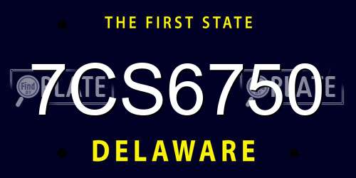 7CS6750 Delaware License Plate