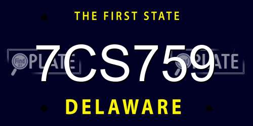 7CS759 Delaware License Plate