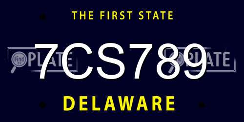 7CS789 Delaware License Plate