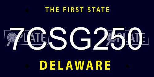 7CSG250 Delaware License Plate