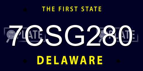 7CSG280 Delaware License Plate