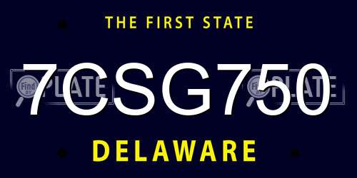 7CSG750 Delaware License Plate