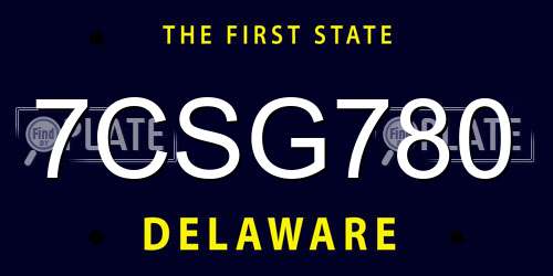 7CSG780 Delaware License Plate