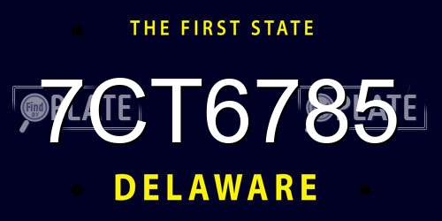 7CT6785 Delaware License Plate