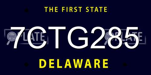 7CTG285 Delaware License Plate