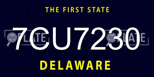 7CU7230 Delaware License Plate
