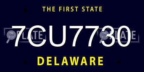 7CU7730 Delaware License Plate
