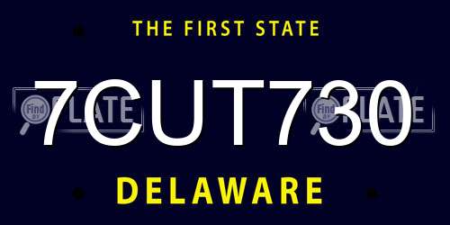 7CUT730 Delaware License Plate