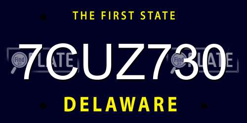 7CUZ730 Delaware License Plate