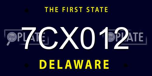 7CX012 Delaware License Plate
