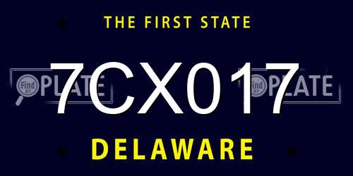 7CX017 Delaware License Plate