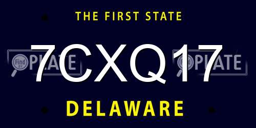 7CXQ17 Delaware License Plate