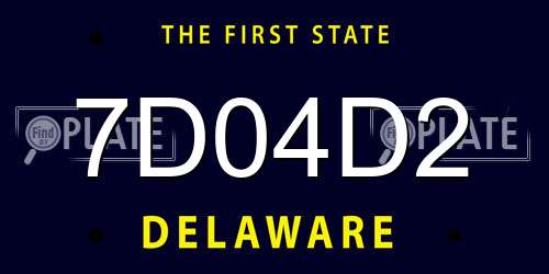 7D04D2 Delaware License Plate