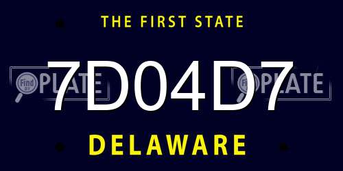 7D04D7 Delaware License Plate