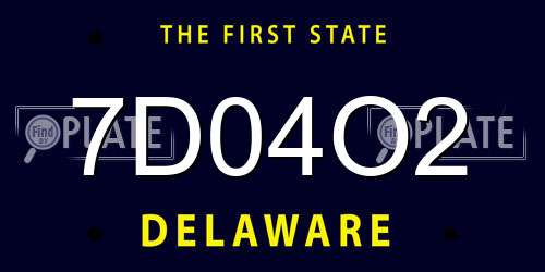 7D04O2 Delaware License Plate