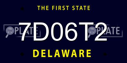 7D06T2 Delaware License Plate