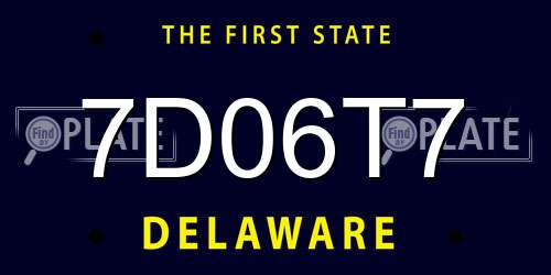 7D06T7 Delaware License Plate