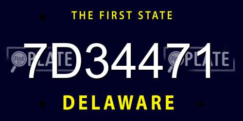 7D34471 Delaware License Plate