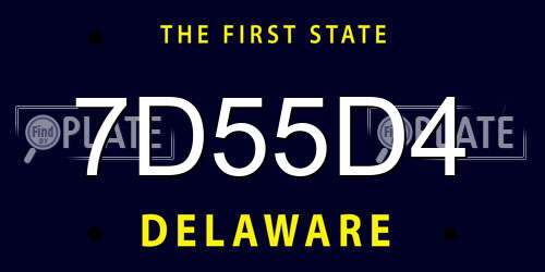 7D55D4 Delaware License Plate