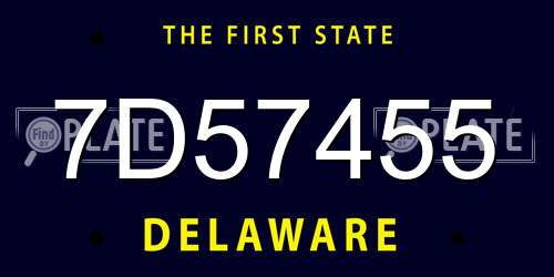 7D57455 Delaware License Plate