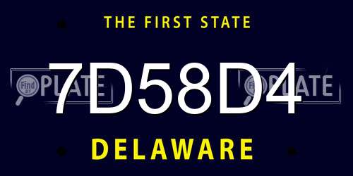 7D58D4 Delaware License Plate