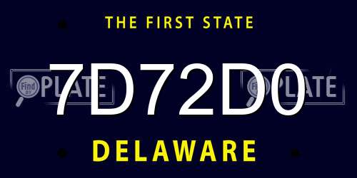 7D72D0 Delaware License Plate