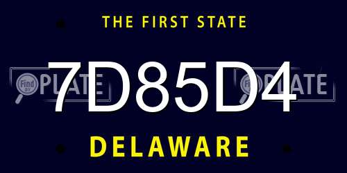 7D85D4 Delaware License Plate