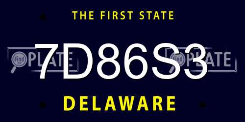 7D86S3 Delaware License Plate
