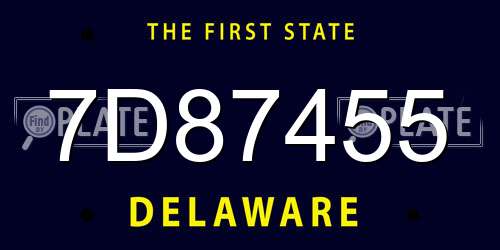 7D87455 Delaware License Plate