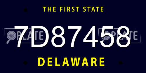 7D87458 Delaware License Plate