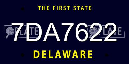 7DA7622 Delaware License Plate