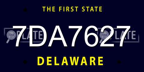 7DA7627 Delaware License Plate