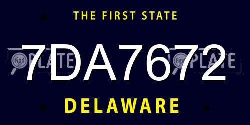 7DA7672 Delaware License Plate