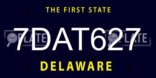7DAT627 Delaware License Plate