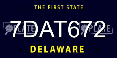 7DAT672 Delaware License Plate