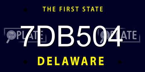 7DB504 Delaware License Plate