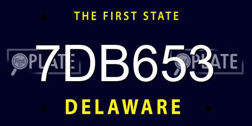 7DB653 Delaware License Plate