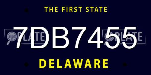 7DB7455 Delaware License Plate